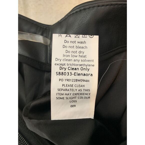 House Of Cb London Trousers Womens S Black Elenaora Vegan Leather Lined Satin - Picture 7 of 11